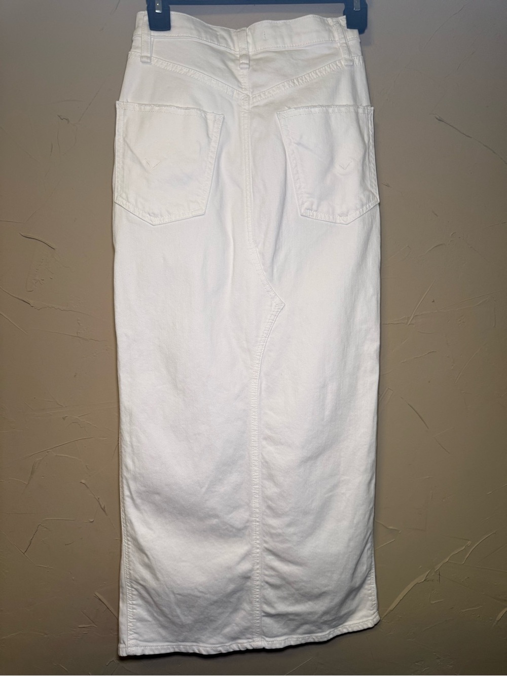 Hudson Jeans Reconstructed White Denim Midi Pencil Skirt Front Slit Size 23/00 - Picture 5 of 14